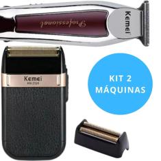 Kit Total Masculino Kemei: Barbeador 2024 E Máquina Corte E