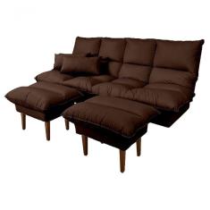 Sofá Cama Andorra Com Banqueta Corano 3 Lugares Reclinável Império Marrom 310