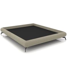 Cama Casal King Pés de Ferro Estilo Industrial 210cm Otto P05 Linho Bege - Lyam Decor