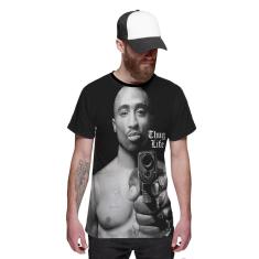 Camiseta Tupac Shakur Gangster Thug Life Hip Hop 2Pac-Masculino