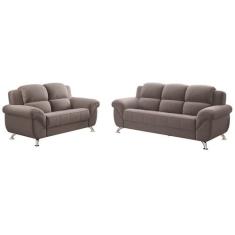 Conjunto de Sofás 2 e 3 Lugares Marselha Linoforte, Bege, 2 e 3 Lugare