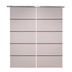 Porta Dupla Branco Prime Frisada Kit Alumínio F03 - 210x180