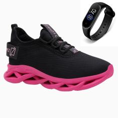 Tenis Feminino Moderno Esportivo Academia Caminhada Treino Leve Conforto + Relógio-Feminino