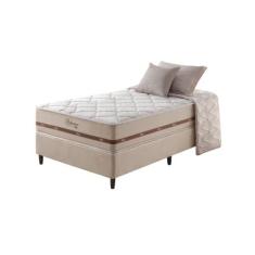 Cama Box Solteiro King Bege + Colchão Molas Superlastic Bahamas 96x203