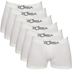 Kit c/ 6 Cuecas Zorba Boxer Seamless 781 Branco, Branco, P