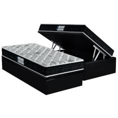 Cama Box Baú Solteiro: Colchão Espuma Probel D45 / ep Firmepedic ProDormir Advanced Tech2000 + Base crc Suede Black(88x188)