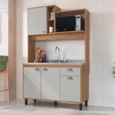 Cozinha Compacta Com Espaço Para Microondas 4 Portas 1 Gaveta 2 Nichos Fernanda Freijo-arenas