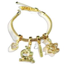 Pulseira Berloques Química Coração Placa Folheado Ouro 18k - Milena Fo