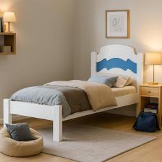 Cama de solteiro Iris para quarto reforçada produzida em MDF estilo mo