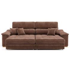 sofá 3 lugares retrátil e reclinável raul veludo marrom
