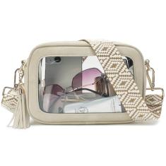 LOXOMU Bolsa transversal transparente aprovada para estádio - Bolsa feminina transparente à prova d'água com alça de guitarra ajustável