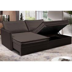 Sofá Sem Caixa Retrátil Baú 1,95m Lounge Linho Marrom Cama Inbox