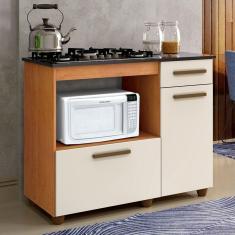 Balcão Para Cooktop 4 Bocas 2 Portas 1 Gaveta Violeta Kaiki Móveis Nature/off White