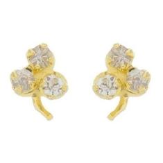 Brinco Dourado Infantil Folheado Ouro Uva Strass 2 Furo Peq - De Castr