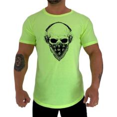 Camiseta Longline Manga Curta MXD Conceito Caveira Com Bandana, M, Ama