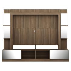 Rack Estante com Painel Tv 65 e Espelho Oslo Madeirado preto