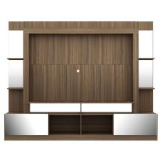 Rack Estante com Painel Tv 65 e Espelho Oslo Madeirado