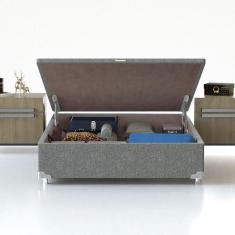 Base Box Para Colchão Viúva Probel Com Baú Universal 34x128x188cm Cinza
