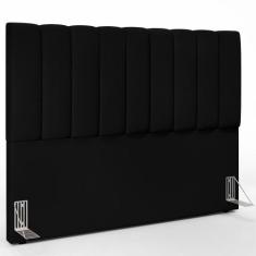 Cabeceira Cama Box Queen 160 cm Dália W01 Suede Preto Lyam Decor