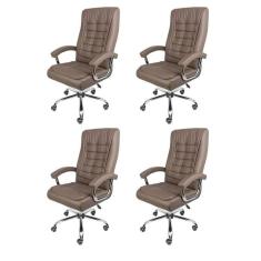 Kit 4 Cadeiras para Escritorio Presidente com Mola Ensacada Estofada em Sintético Oslo 3321 Café