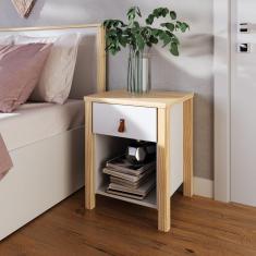 Mesa de Cabeceira 1 Gaveta Íris CabeCasa MadeiraMadeira Branco/Marroml