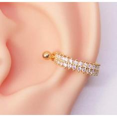 Piercing Conch Folheado com Duas Fileiras de Zircônias