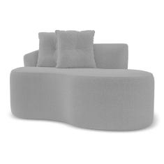 Sofá Orgânico Living Bob 145cm 02 Lugares com 02 Almofadas Bouclê Cinza Claro - Desk Design