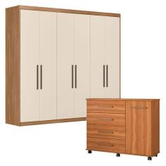 Cômoda Flora e Guarda Roupa Casal Venice 62080 Amendola Touch Off White - Demóbile