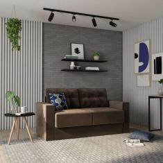 sofá 3 lugares retrátil colônia suede marrom 180 cm