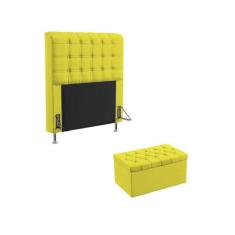 Kit Cabeceira Estofada Decorativa Cama Box Dama 90 Para Cama de Soltei