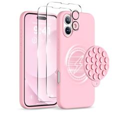 COFFKER Capa magnética para iPhone 16 Plus, compatível com Magsafe, suporte de telefone com ventosa - 2 protetores de tela - protetor de lente da câmera, capa protetora de silicone à prova de choque