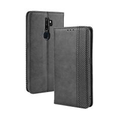 Capa para Oppo A9 2020, capa flip carteira com suporte de couro para Oppo A9 2020, capa magnética retrô para celular, capa carteira com compartimentos para cartão