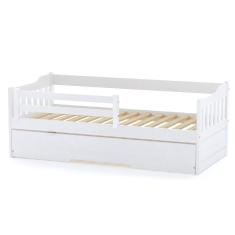 Bicama Solteiro Com Grade De Proteção Madeira Maciça Branco Mobilistore