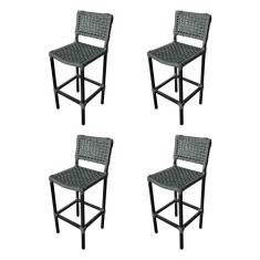 Kit 4 Banquetas Premiuim Assento Curvo França em Aluminio e Corda Naút