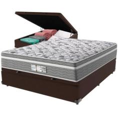 Cama Box Baú Marrom e Colchão Evolution Molas Ensacadas Casal Probel