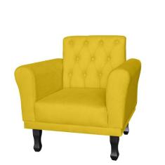 Poltrona Decorativa Classic Pés Luis XV Suede Amarelo - DS Estofados -