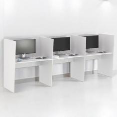 Estação de Trabalho Escritório Mesa Call Center 3 Lugares - CasaH, Bra