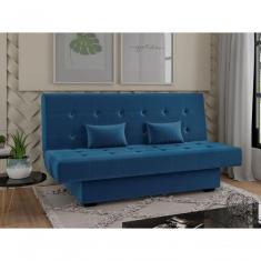 Sofá Cama Casal 3 Lugares Laila - Veludo Turkey Petroleo