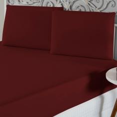 Jogo De Lençol Casal Padrão Malha 100% Algodão 3 Peças - Vinho