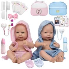 Boneca Reborn Menina E Menino Gêmeos Luca Lara Com Roupão - Cegonha Re