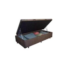 Cama Box Baú Solteiro Suede 88x188 Base Box - PH&S, Marrom