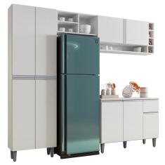 Cozinha Modulada Completa 230cm Com Balcão e Armário Aéreo Vanessa Branco - AJL Móveis