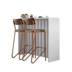 Ilha De Cozinha Milla E Banquetas Carraro Branco Rosê - MÓVEIS CARRARO