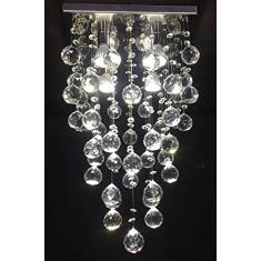 LUSTRE DE CRISTAL PARA SALA,QUARTO COM 40 CM DE ALTURA,BASE INOX ESPELHADO 30X30 CM