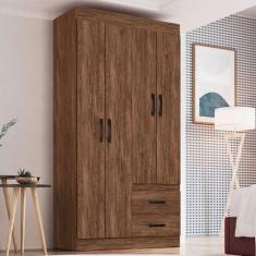 Guarda-Roupa Solteiro Cordova 4 Portas 2 Gavetas Castanho - Doripel