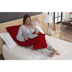 Travesseiro de corpo para Gestante Gravida 1,20x60 micropercal 200 fios (VERMELHO)