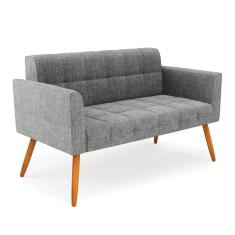 Sofá Namoradeira Elisa Linho Pés Palito Castanho - D`rossi Cor A26 Grafite