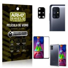 Kit Película de Câmera Galaxy M51 + Película 3D + Capa Anti Impacto - 