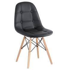 Cadeira estofada Eames Eiffel Botonê - Base de madeira clara - Loft7, 