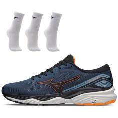 Kit 1 Tênis de Corrida Masculino Mizuno Wave Falcon 5 e 3 Pares de Mei